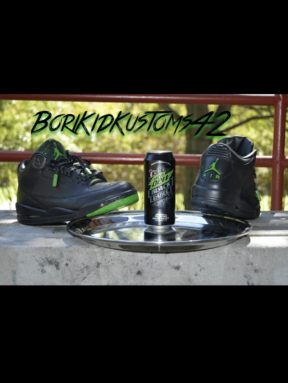 Custom Nike Jordan 3's Men’s Black and Green Low-Top Sneakers